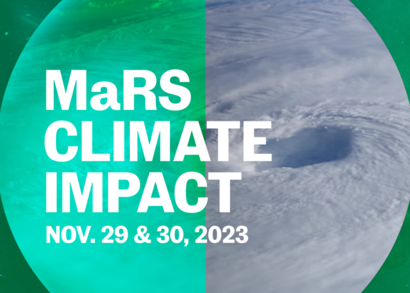 Clouds with colour overlays and the words "MaRS Climate Impact"