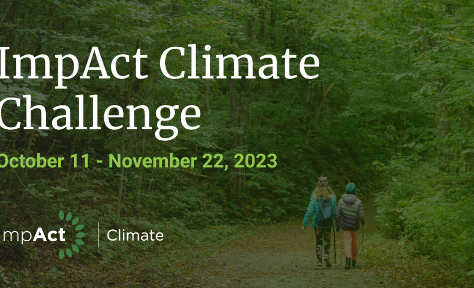 Image of forest with text ImpAct Climate Challenge